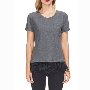 NWT Vince Camuto Short Sleeve Feather Hem Tee